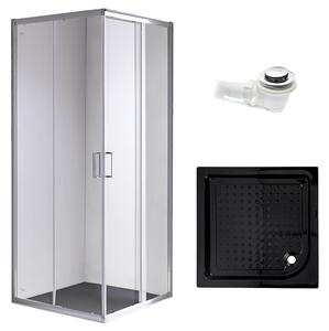 BPS-koupelny Čtvercový sprchový kout KZ93A 80x80 chrom/transparent + vanička SXL02A BL černá