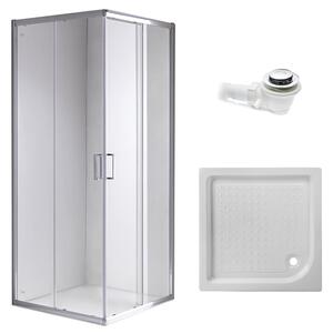 BPS-koupelny Čtvercový sprchový kout KZ93C 100x100 chrom/transparent + vanička SXL02C WH bílá