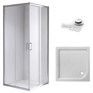BPS-koupelny Čtvercový sprchový kout KZ93B 90x90 chrom/transparent + vanička SXL02B WH bílá