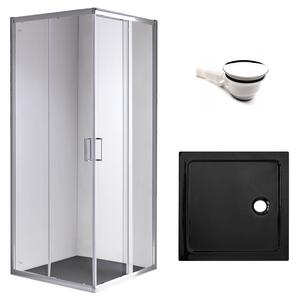 BPS-koupelny Čtvercový sprchový kout KZ93C 100x100 chrom/transparent + vanička ST06A BL černá