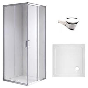 BPS-koupelny Čtvercový sprchový kout KZ93D 70x70 chrom/transparent + vanička ST02C WH bílá