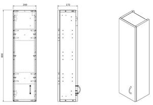 Koupelnová skříňka Cara Mia závěsná (20x80x17,2 cm, bílá, lesk)
