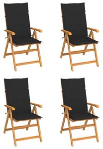 Zahradní židle 4 ks černé podušky masivní teak
