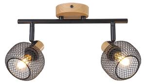 Rabalux 3128 GRENDEL - Stropní lampa v imitaci dřeva, 2 x E14, 32cm (Moderní stropní svítidlo s naklápěcími stínidly)