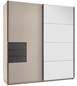 Skriňa s posouvacími dveřmi sahara šedá/grafit, zrcadlo