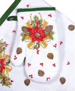 Krásná vánoční kuchyňská chňapka s motivem vánoční hvězdy se zeleným okrajem. Bude dokonalým doplňkem každé kuchyně. Chňapky mají magnet