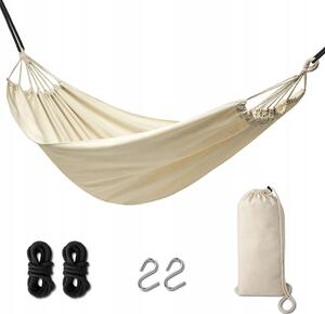Brazilská zahradní houpací síť boho 200 cm ecru, nosnost 120 kg