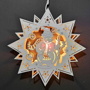 AMADEA Dřevěná lampa sněhulák ve hvězdě, 30 cm