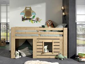 Dětská postel s domečkem livero 90 x 200 cm přírodní