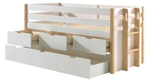 Dětská postel margo 90 x 200 cm dvě řady šuplíků bílá