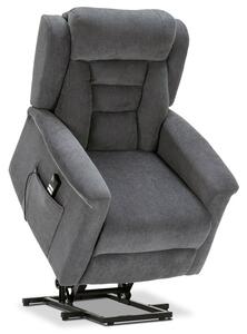 TV křeslo SARGON s elektrickým polohováním — 2 motory, látka, šedá