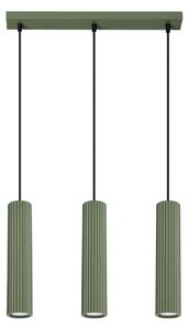 Sollux Lighting Závěsná lampa KARBON 3L olivově zelená