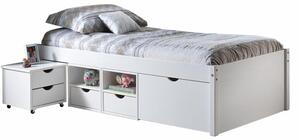 Multifunkční postel TILL 90x200 bílý lak