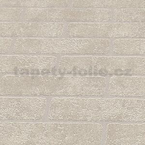 Vliesové tapety na zeď IMPOL 10411-02, rozměr 10,05 m x 0,53 m, cihla krémová s metalickou spárou, Erismann