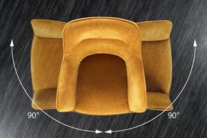 Hořčicová sametová otočná židle Verona