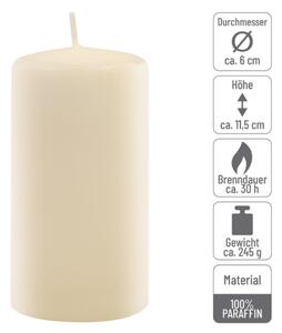 Sada sloupových svíček, 11,5 cm, Ø 6 cm, krémové, 6 ks