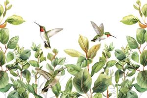 Tapeta kolibříky a listy