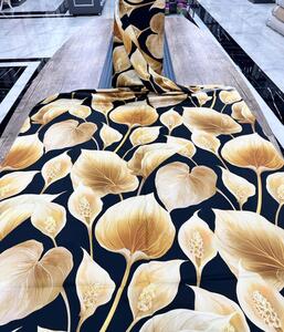Ervi bavlna Satén š.240 cm - exotické zlaté listy - 53-7, metráž