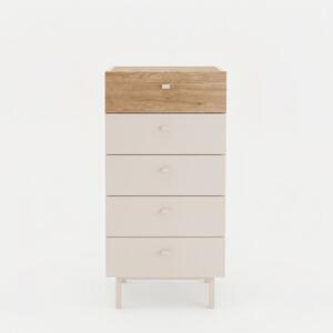 Komoda Lukex (písková + dub). Akce -15%