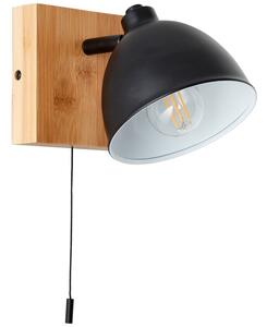 Brilliant 99793/06 CELIA - Nástěnná lampička se dřevěnou monturou s tahovým vypínačem, 1 x E14 (Nástěnná bodovka v industriálním stylu se dřevěnou monturou)