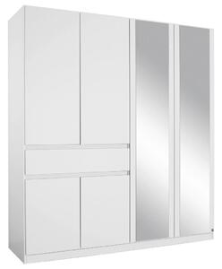 Skříň s otočnými dveřmi bílá/zrcadlo 181cm
