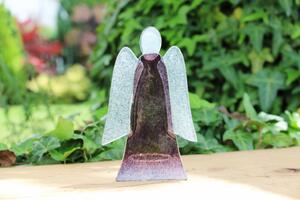 BDK-GLASS Skleněný svícen anděl 14cm - fialový