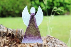 BDK-GLASS Skleněný svícen anděl 12cm - fialový