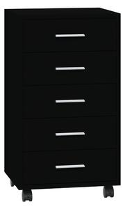 Zásuvková skříňka na kolečkách černá kompozitní dřevo