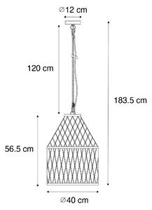 Venkovská venkovní závěsná lampa ratanová 40x55 cm - Calamus