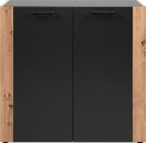 LUMA 2dveřová příborník v šedé a dubové povrchové úpravě, šířka 89 cm