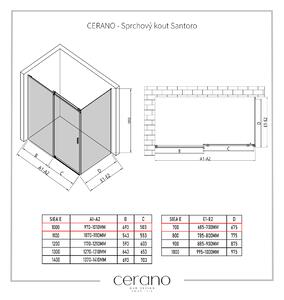 CERANO - Sprchový kout Santoro L/P - černá matná, grafitové sklo - 100x70 cm - posuvný