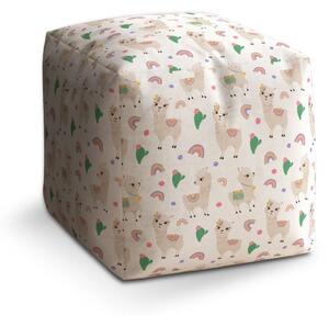 Sablio Taburet Cube Roztomilé lamy - 40x40x40 cm
