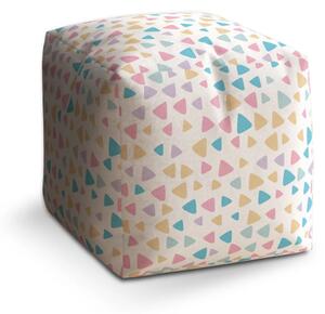 Sablio Taburet Cube Barevné trojúhelníčky - 40x40x40 cm