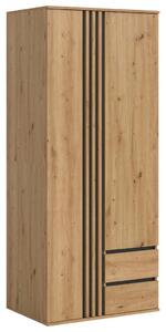 Skříň s otoč. dveřmi TOFTA š. 80 cm, antracit/dub Artisan
