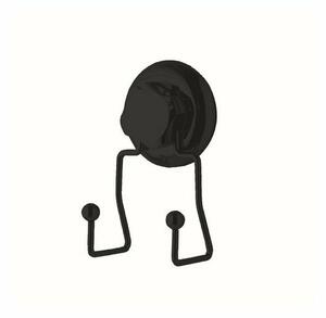 Dvojitý háček do koupelny Compactor Bestlock Black s přísavkou-bez vrtání, nosnost až 6kg
