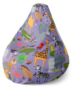 Sablio Sedací vak Pear Animované safari - 70 x 95 x 15 cm