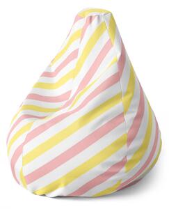 Sablio Sedací vak Pear Růžové a žluté pruhy - 70 x 95 x 15 cm