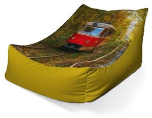 Sablio Sedací vak Lounge Červená tramvaj v lese - 80 x 95 x 50 cm