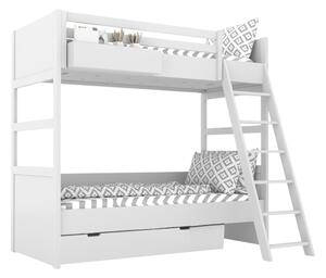 Bílá dětská patrová postel SIMONE se žebříkem a policí 90x200 cm Zvolte šuplík: Úložný šuplík