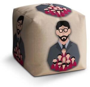 Sablio Taburet Cube Money heist Profesor a jeho tým Béžová - 40x40x40 cm