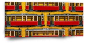 Sablio Obraz Pražské historické tramvaje Žlutý Pattern - 110x50 cm