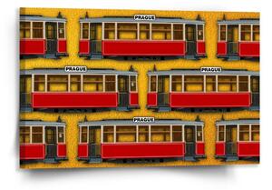 Sablio Obraz Pražské historické tramvaje Žlutý Pattern - 120x80 cm