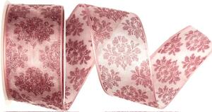 Vánoční stuha organzová GLAMOUR CROWN PINK růžová 40mm x 2m