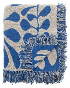Modro-béžový bavlněný pléd Bloomingville Nevine 160 x 130 cm