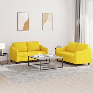 2dílná sedací souprava s poduškami světle žlutá textil 3201807