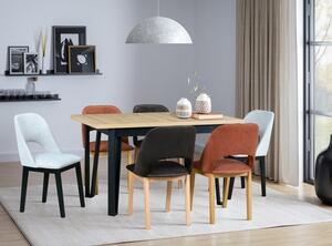 Jídelní sestava DX 26 odstín lamina (deska stolu) bílá, odstín dřeva (židle + nohy stolu) černá, potahový materiál látka
