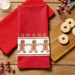 Sada vánočních kuchyňských utěrek | BISCOTTO | bavlna červená | 2*45x65 cm | 944806 Homla