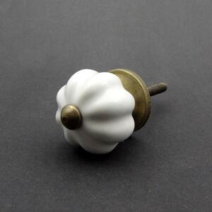 Keramická úchytka-Bílá kytička-MINI Barva kovu: stříbrná