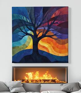 Obraz na plátně - Strom života Slunce za obzorem FeelHappy.cz Velikost obrazu: 40 x 40 cm