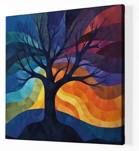 Obraz na plátně - Strom života Slunce za obzorem FeelHappy.cz Velikost obrazu: 60 x 60 cm